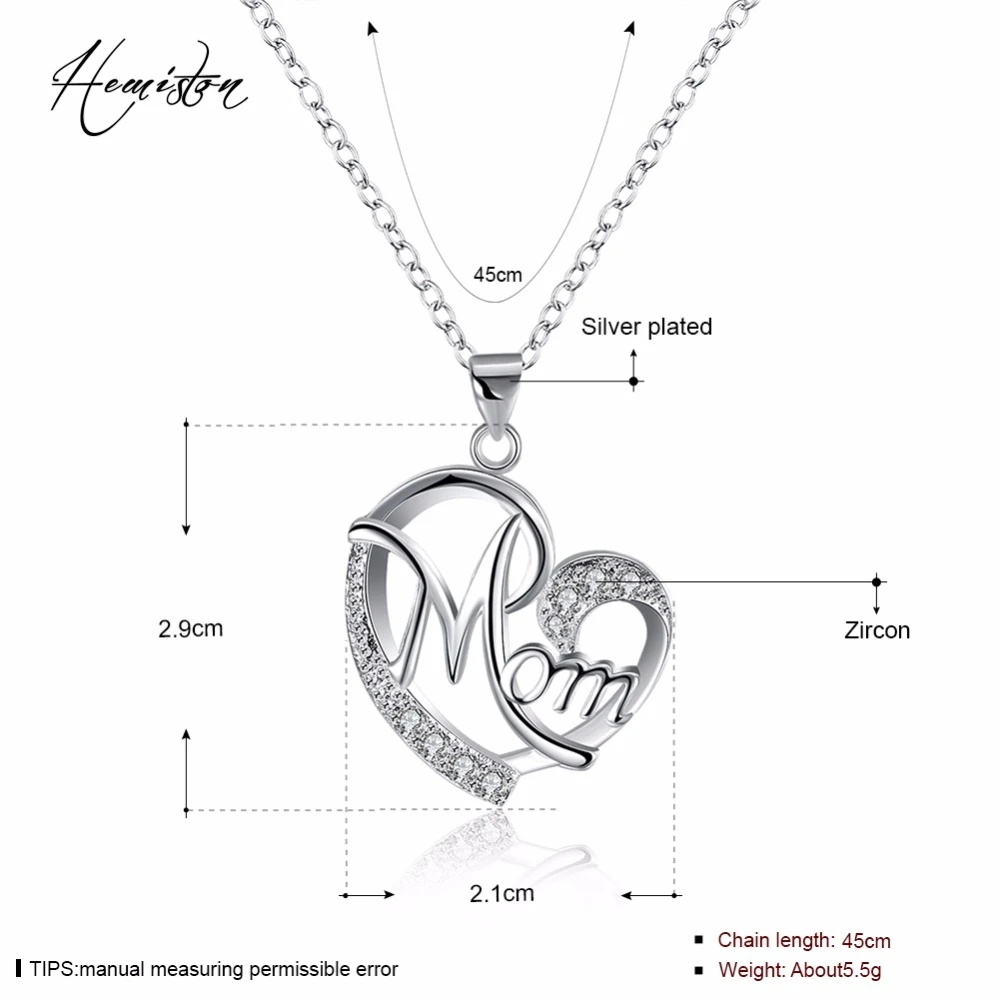 Ожерелье Hemiston с подвеской рисунком Love MOM модное ювелирное изделие цирконием
