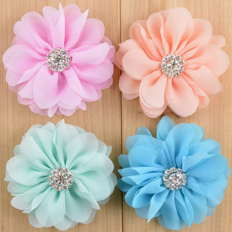 Оптовая продажа 200 шт./лот 2 8 ''шифоновая ткань цветы горный хрусталь центр