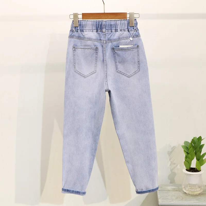 Women Summer Tees Jeans 2PCS Sets Beading Sequined Pineapple O-Neck Short Sleeve T-shirts+Lace-up Elastic Waist Denim Pants | Женская