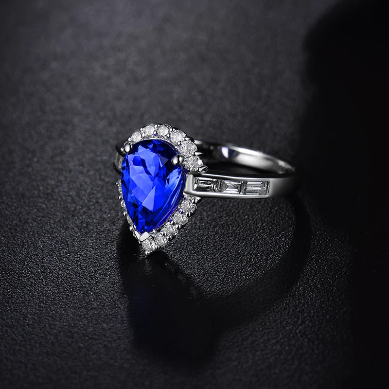Кольцо из настоящего белого золота 14 к с бриллиантами|ring ring|tanzanite diamond ringdiamond tanzanite