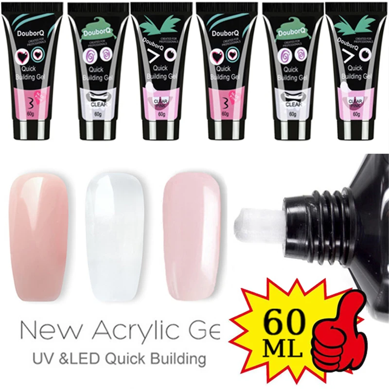 

3color 60ml Soak off Poly UV Gel Acryl Gel Quick Building Finger Extension Nail Gel Camouflage UV LED Builder Hard Gel