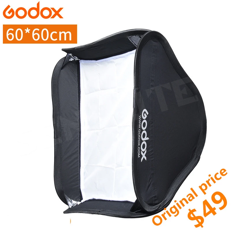 Софтбокс для фотостудии Godox 60*60 см рассеиватель светильник вспышки Speedlite без