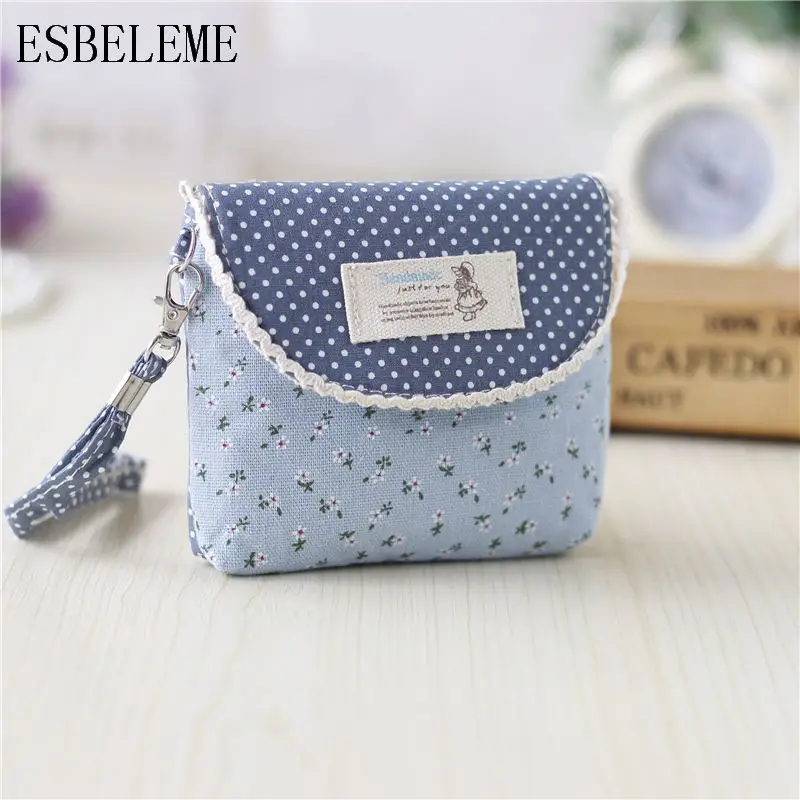 Fashion Women Flower Print Canvas Coin Purses for Girls Mini Bags Female Green Blue Pink Cloth Storage Bag HH006 | Багаж и сумки