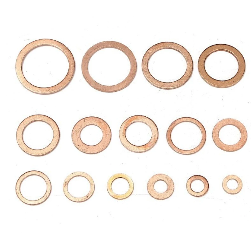 TULANAUTO 150pcs Solid Copper Washers Sump Plug Assorted Washer Set Gasket |