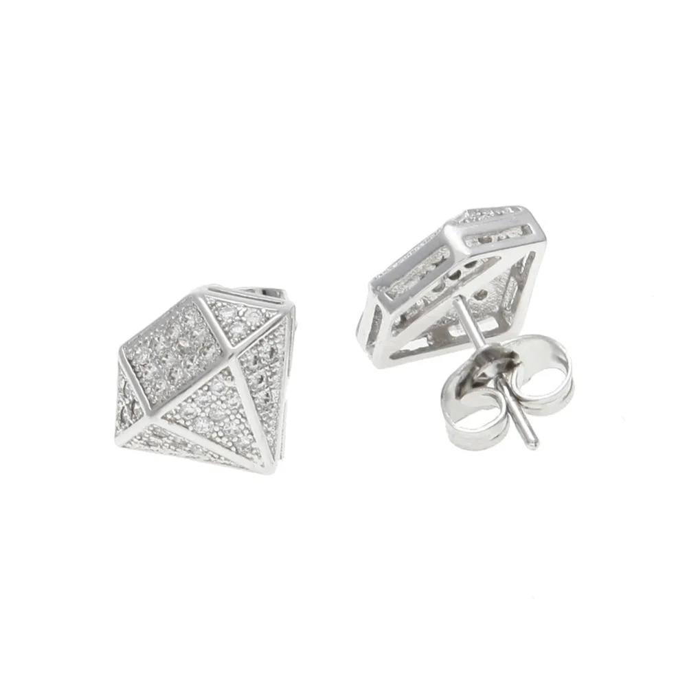 Хип-хоп полный льдом cz Имитация Diamonds Серьги Серебряные Цвет нерегулярные Медь