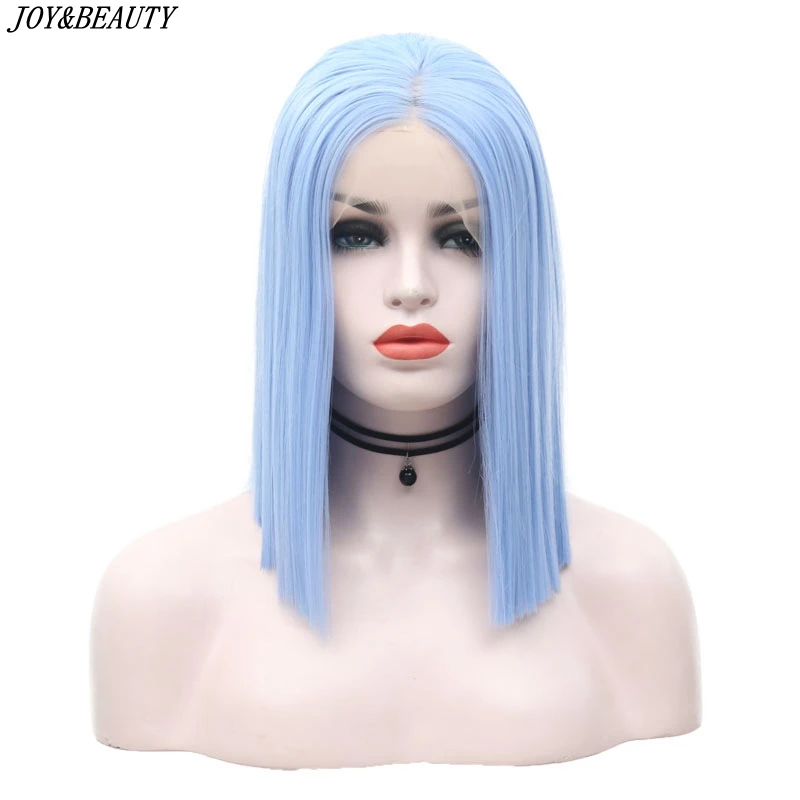 Парик из небесно голубого Боба JOY & BEAUTY светильник бесклеевого термостойкого