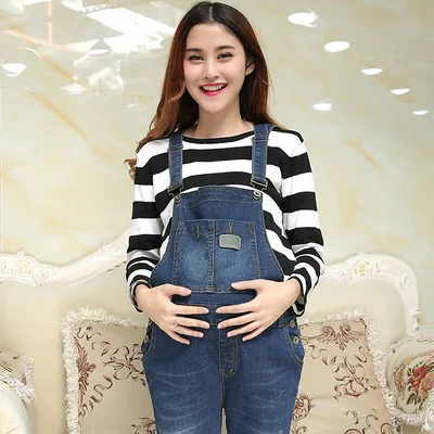 Belt Maternity Jumpsuits Jeans for Pregnant Women Overalls Jumpsuit for Pregnancy Maternity Clothes Loose Adjustable Bib Pants