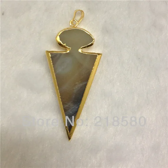 

H-DP61 5pcs Mix Agat Arrowhead Pendant Charm in Gold 30mmx60mm