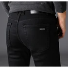 Брендовые джинсовые брюки, Мужская одежда, черные эластичные облегающие джинсы, деловые повседневные мужские джинсовые облегающие брюки, классический стиль, новинка 2018