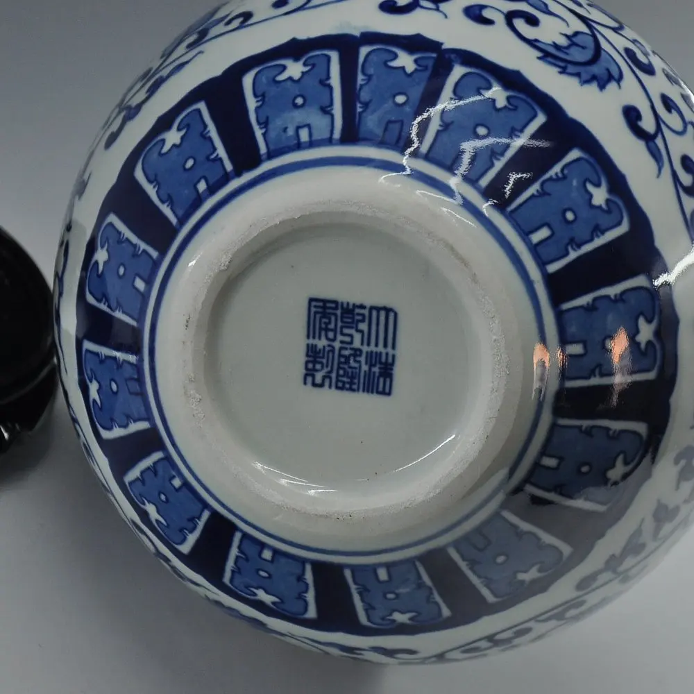 Бесплатная доставка китайская антикварная Цинь Qianlong Mark синяя и белая