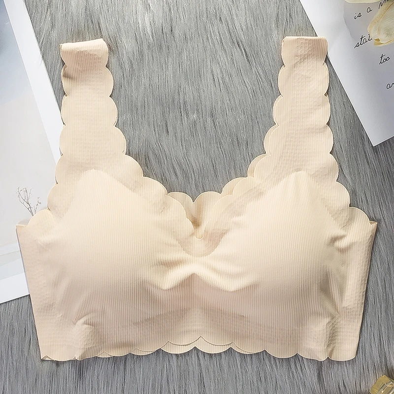 

F&U Sexy Women Bras Push Up Gather Bralette Seamless Bra Wire Free Soutien Gorge Comfort Underwear Solid Color Vest Bras 5 Color