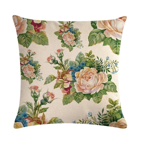 Cushion cover5 Винтажный Стиль масляной живописи цветочные чехлы для подушек Европейский ретро бабочки цветы декоративная Подушка Крышка бежевые льняные подушки Чехол - Цвет: Cushion cover5