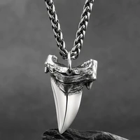 shark tooth s925 silver necklace for men silver pendant jewelry hippop street culture