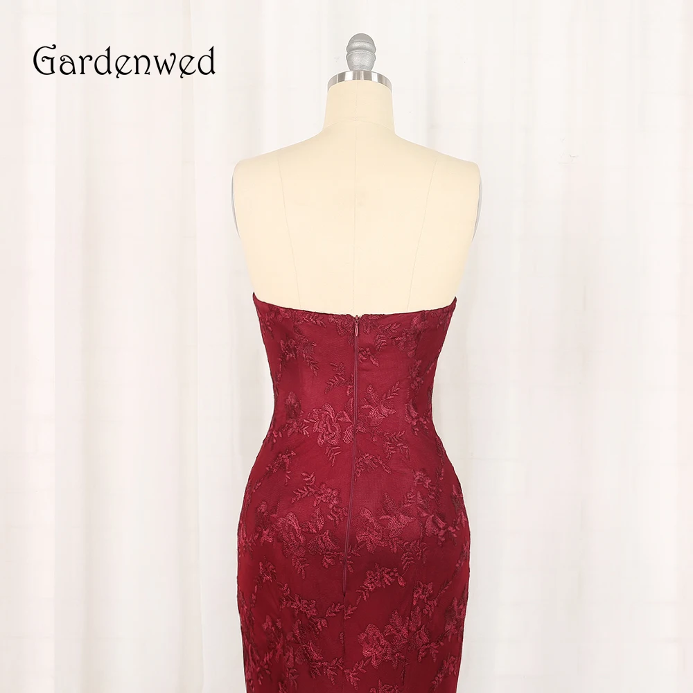 Gardenwed Burgundy Lace Evening Dress Elegant Sweetheart Backless Floor Length Lady Formal Dresses robe longue | Свадьбы и торжества