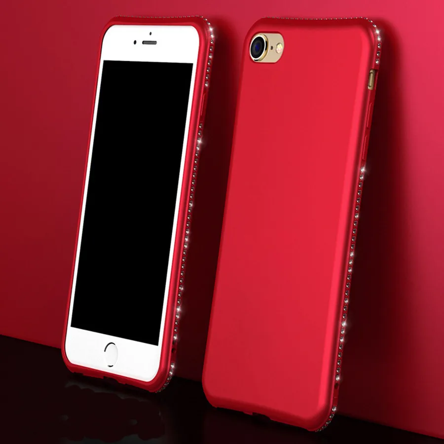 Модный силиконовый чехол со стразами для iPhone 6 6S Plus Блестящий Матовый роскошный с