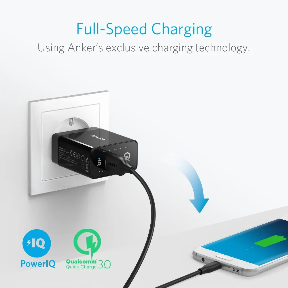 quick charge 3 0 anker 18w usb wall charger ukeu plug quick charge 2 0 compatible powerport 1 for iphone ipad lg htc etc free global shipping