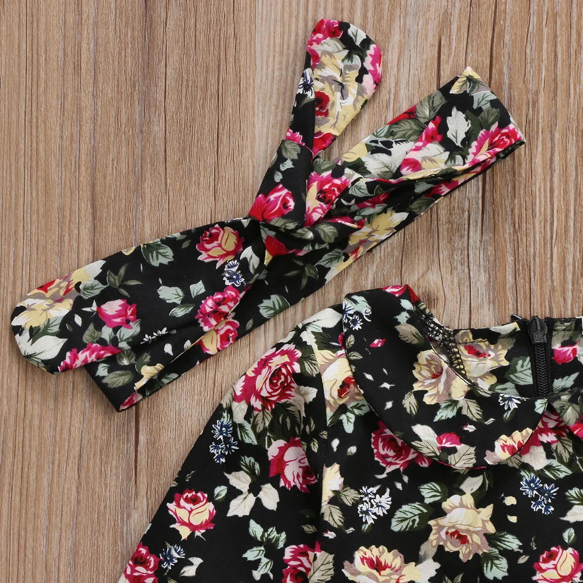 2019 Baby Autumn Clothing Toddler Kid Girl Cotton Floral Princess Longsleeve Dress Lace Tutu Gown Headband 2Pcs 6M-3T | Детская одежда