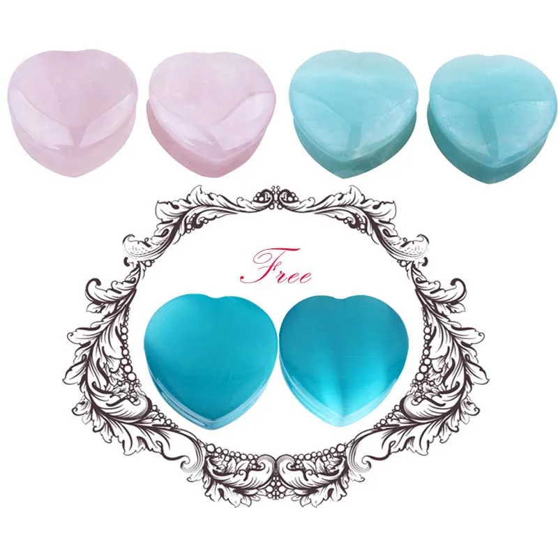 Тоннели в форме сердца беруши винтажные природа камень датчики пирсинг 6 мм 25