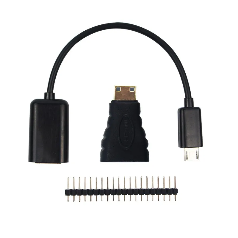 3-в-1 Raspberry Pi Kit Аксессуары Zero Mini HDMI-HDMI адаптер + кабель OTG 20-контактный разъем GPIO для W