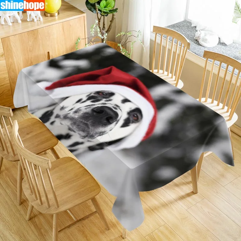 Custom Christmas Dalmatian Dog Table Cloth Oxford Print Rectangular Waterproof Oilproof Animals Cover Wedding Tablecloth | Дом и сад