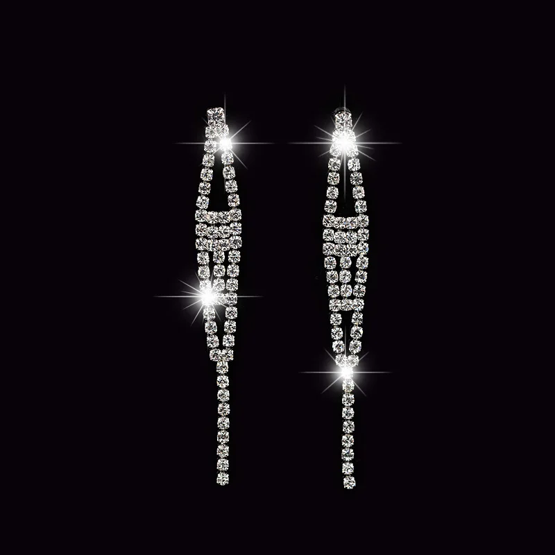 Серьги с австрийскими кристаллами стразы блестящие висячие серьги свадебные