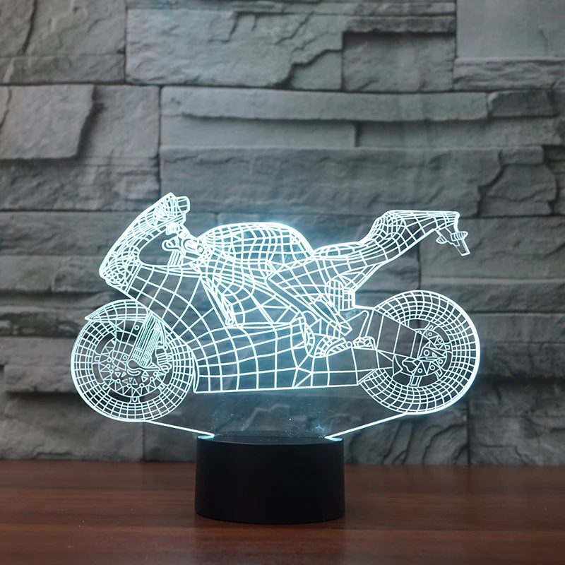 Гонки Moto Рисунок 7 Изменение Цвета 3D иллюзия ночника