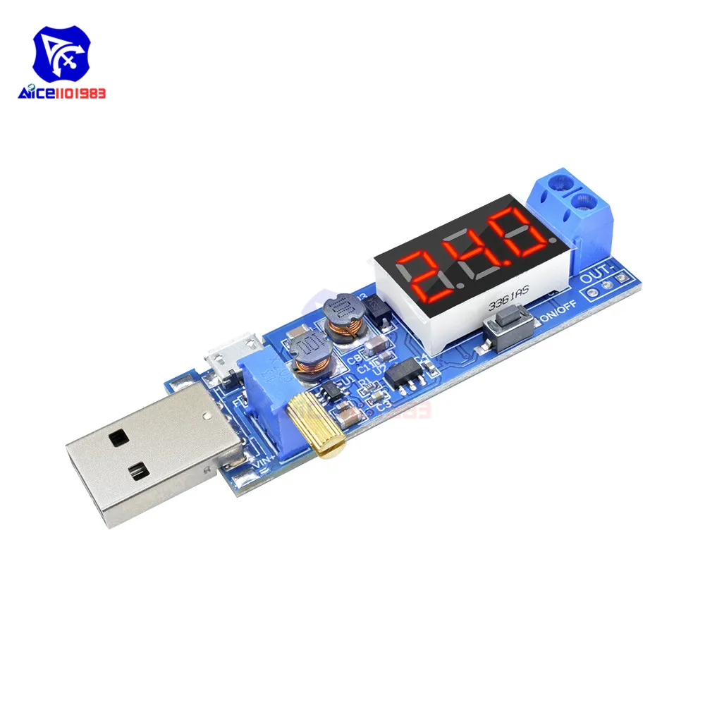 Diymore DC-DC 5 В до 1,2-24 В светодиодный цифровой модуль питания USB повышающая/понижающая плата повышающий понижающий преобразователь микро-usb вход