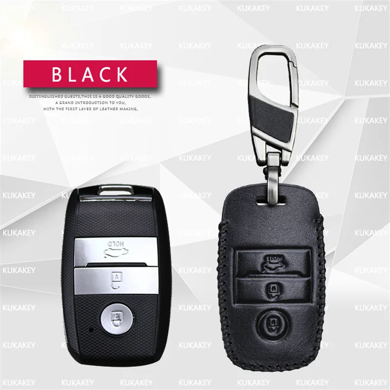 Black Чехол для ключей автомобиля для KIA Rio 3 4 Ceed Cerato Sportage Soul Picanto Cerato K3 K5 K2 кожаный чехол для ключей стильный - Название цвета: Black
