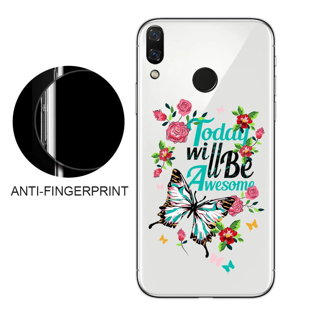 0 8 мм ультра тонкий протектор для huawei P20 Lite Plus цветочный узор с буквами гель мягкий