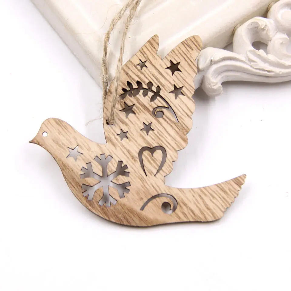 Bird 12 шт. 4 вида креативные Деревянные Подвески, украшения DIY из дерева для дома, свадьбы/подвески для рождественской вечеринки, украшения, детские подарки - Цвет: Bird