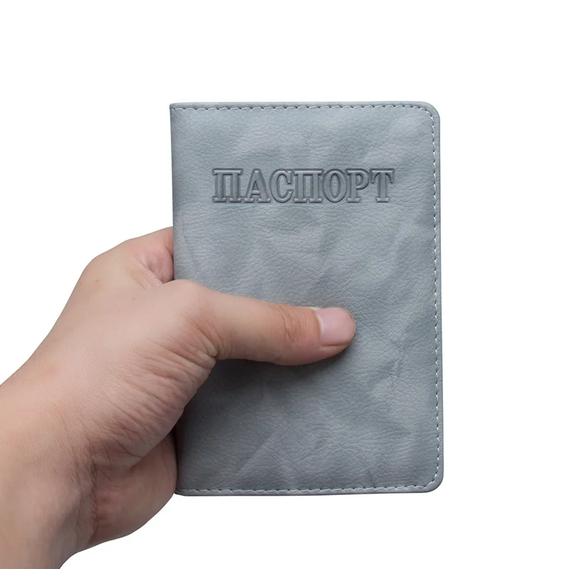 Русская Новинка серый портативный Дамский загранпаспорт из ПУ кожи тисненый