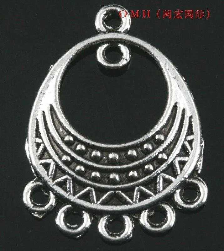 

OMH wholesale EH324 jewelry Free shipping 8pcs tibetan silver pendants earring connectors Drop Earrings 30x21.5mm