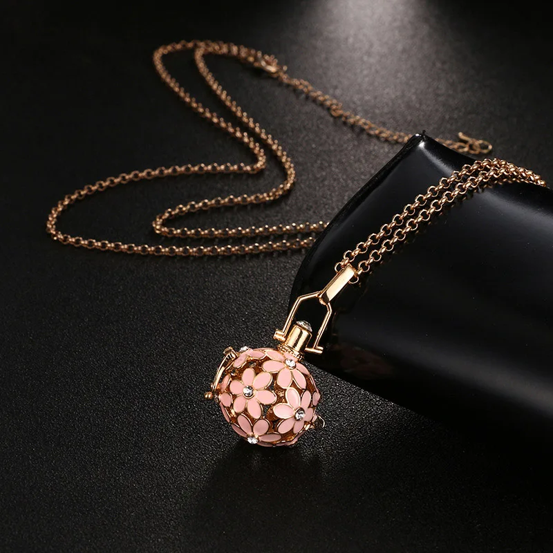 1Pcs New Mexico Chime Hollow Zircon Vintage Necklace Jewelry Music Ball Essential Oil Pregnancy Necklace Summer Romantic Accessories - Окраска металла: 1Pcs