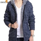 Мужские теплые свитера UNIVOS KUNI, кардиган, верхняя одежда, зимняя толстая зимняя теплая трикотажная куртка с капюшоном, модная мужская вязаная куртка Q5156