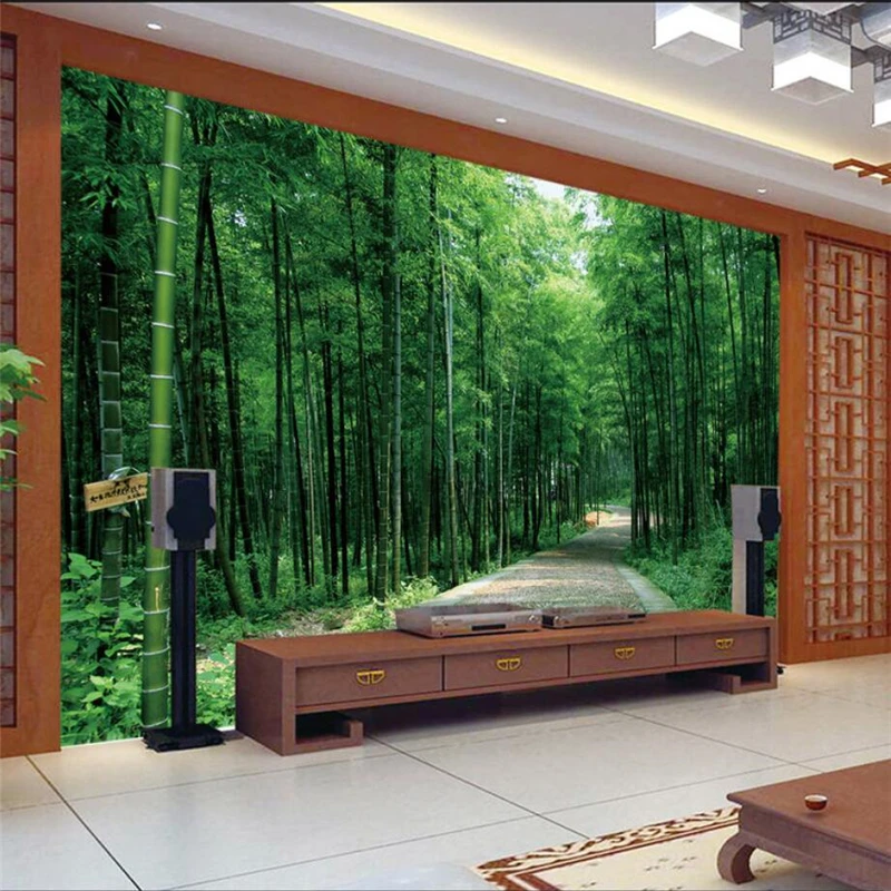 Пользовательские 3d обои эстетическая атмосфера бамбуковое украшение Фреска