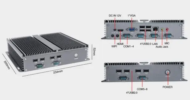 Встроенный компьютер IPC безвентиляторный мини промышленный бокс ПК для