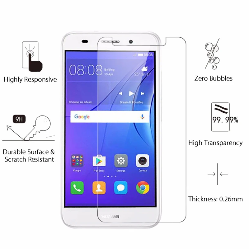 2 шт. закаленное стекло для Huawei Y3 2017 защита экрана CRO L22 L02 L03 Защитная пленка