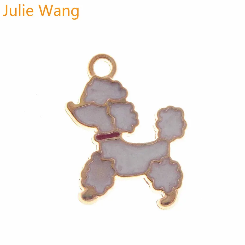 Julie Wang 6 шт. сплав Золотая основа Синий/Розовый эмаль маленькая пудель собака