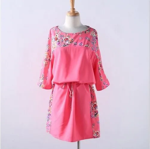 Женское платье с принтом L-NEW синее красное желтое большого размера лето 2020 |