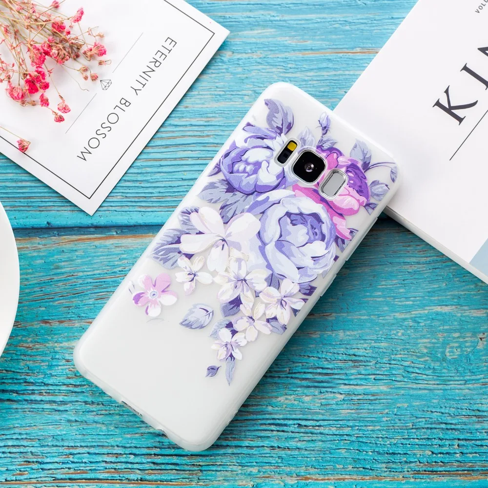 Красный Фиолетовый чехол с цветком розы для iPhone X XR XS Max 5 5S SE 6 6S Plus Мягкий из ТПУ 7 8 11