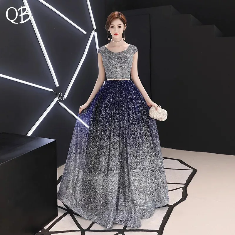 Винтажные блестящие вечерние платья а-силуэта в пол из тюля с блестками и поясом