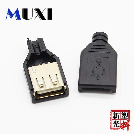 

Promotion!!!!! 5Pcs/Lot USB Coverd by Black Plastic with 4 Pin Female Plug Socket Connector for USB Connector Wire Connector