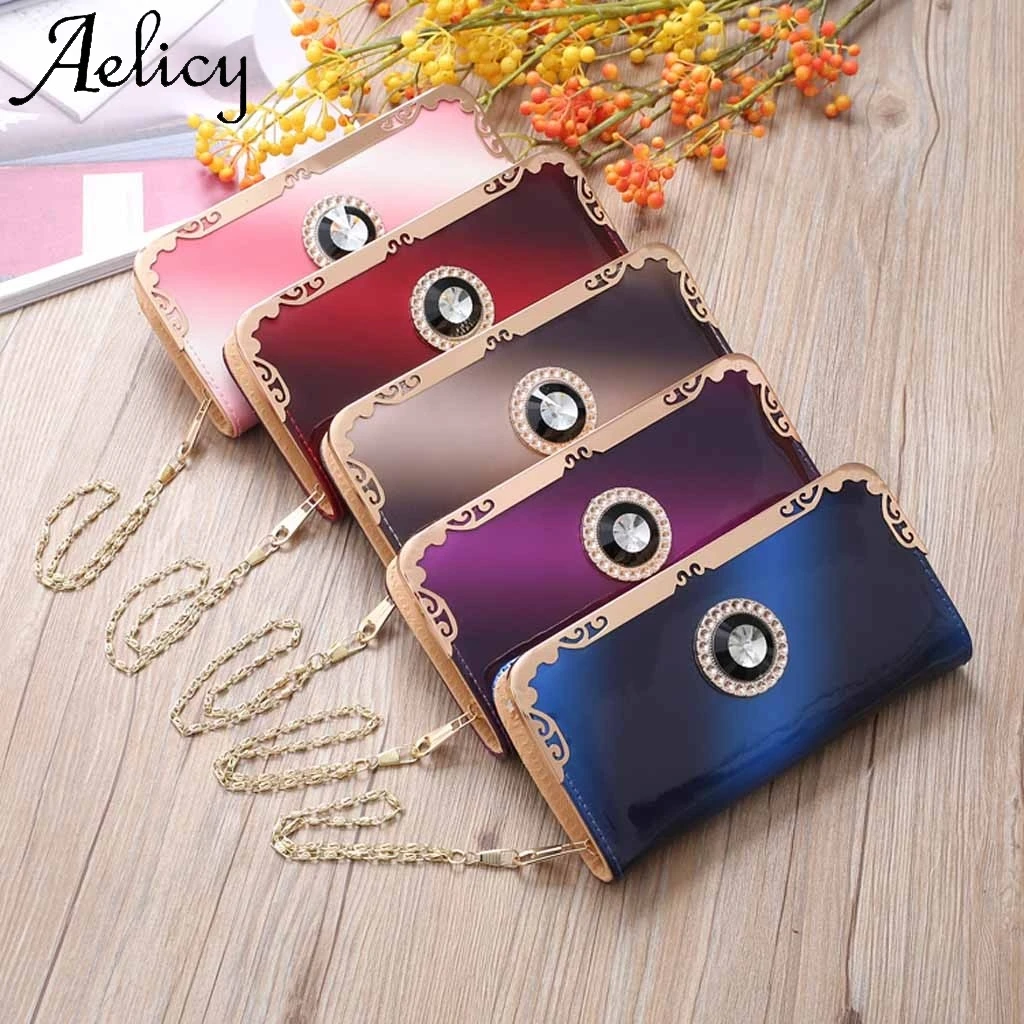 Женская сумка кошелек Aelicy из натуральной кожи с градиентным цветком и карманом
