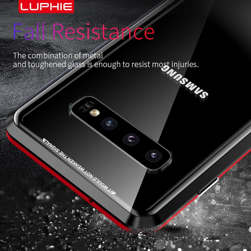 Luxury Metal Magnetic Back Glass Case For Samsung Galaxy S10E S8 S9 S10 PLus Cover On The Note 8 9 Shockproof |