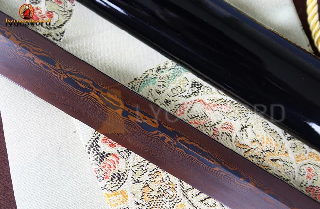 LYUESWORD ручной Полный Тан японский меч самурая ниндзя Дамаск Красный Сложенном