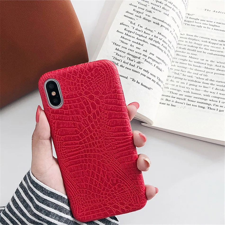 Ottwn PU крокодиловая текстура чехол для iPhone 6 7 8 Plus X XR XS Max ультра тонкие кожаные чехлы для iPhone 6 6S Plus мягкая задняя крышка