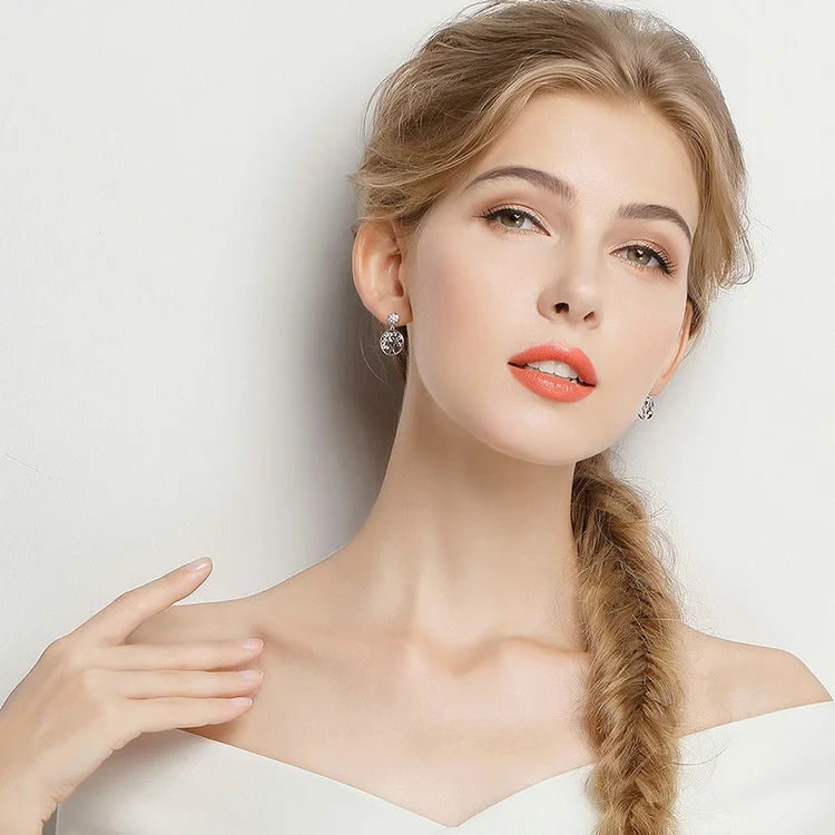 Bijoux, модный дизайн, 925 пробы, серебряные серьги, дерево жизни, прозрачные CZ серьги-гвоздики для женщин, роскошные серебряные ювелирные изделия Brincos