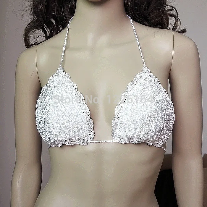 

Sofe Feel Handmade Crochet Bikini Bra, Sexy Swimwear Bikini, Triangle Bra Tops in Rayon Yarn