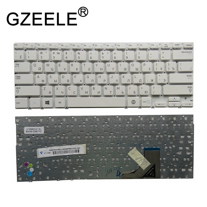 Белая клавиатура GZEELE для SAMSUNG NP530U3B NP530U3C NP532U3C NP535U3C 530U3B 530U3C NP540U3 NP532U3A без рамки |