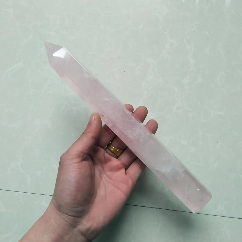 Сверхдлинных натуральный стразы из розового кварца палочка гибискуса точка